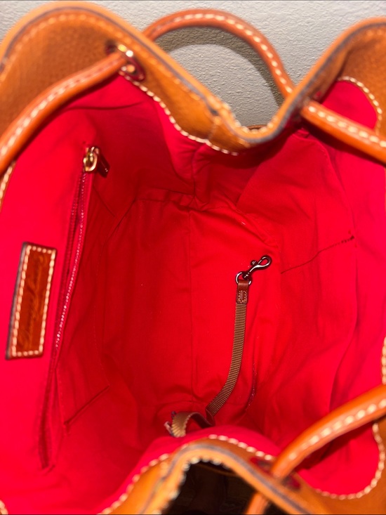 Dooney & Bourke Pebble Grain Large Murphy Backpack in a caramel brown color main image 10